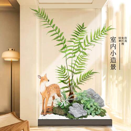 仿真植物造景阳台景观布置室内楼梯下假花树装饰仿生绿植造景组合