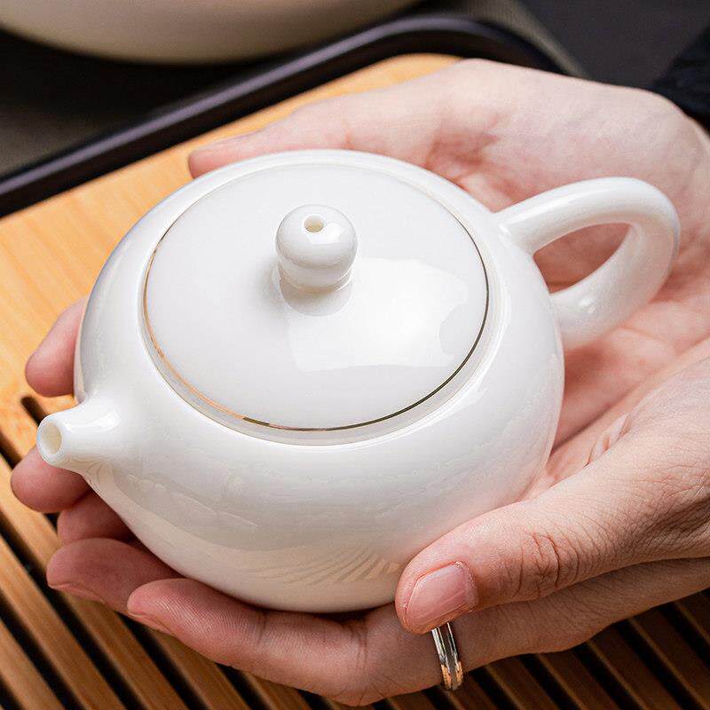 羊脂玉白瓷茶壶德化陶瓷手工家用泡茶壶功夫茶具单壶西施壶美人壶
