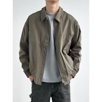 HMN STUDIO工装夹克宽松休闲纯色百搭简约覆古男立领春秋上衣外套