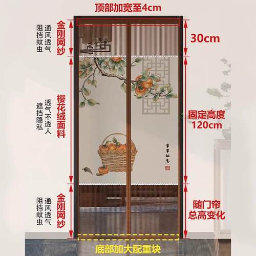 夏季纱窗帘自门帘磁吸条强粘力卧室魔术2贴防1596蚊门帘帘子纱205