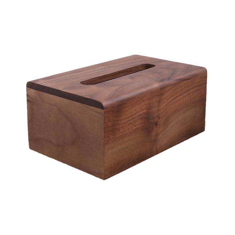 胡桃木纸巾盒家用客厅多用途实木抽纸盒新中式长方形纸巾收纳盒