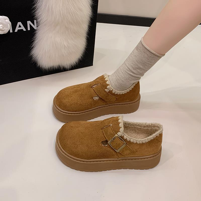 厚底勃肯鞋女冬季加绒2025年新款增高勃肯棉鞋一脚蹬保暖乐1215r