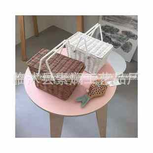 北欧ins网红藤条编织小提篮宝宝户外出游野餐篮收纳篮拍照道具