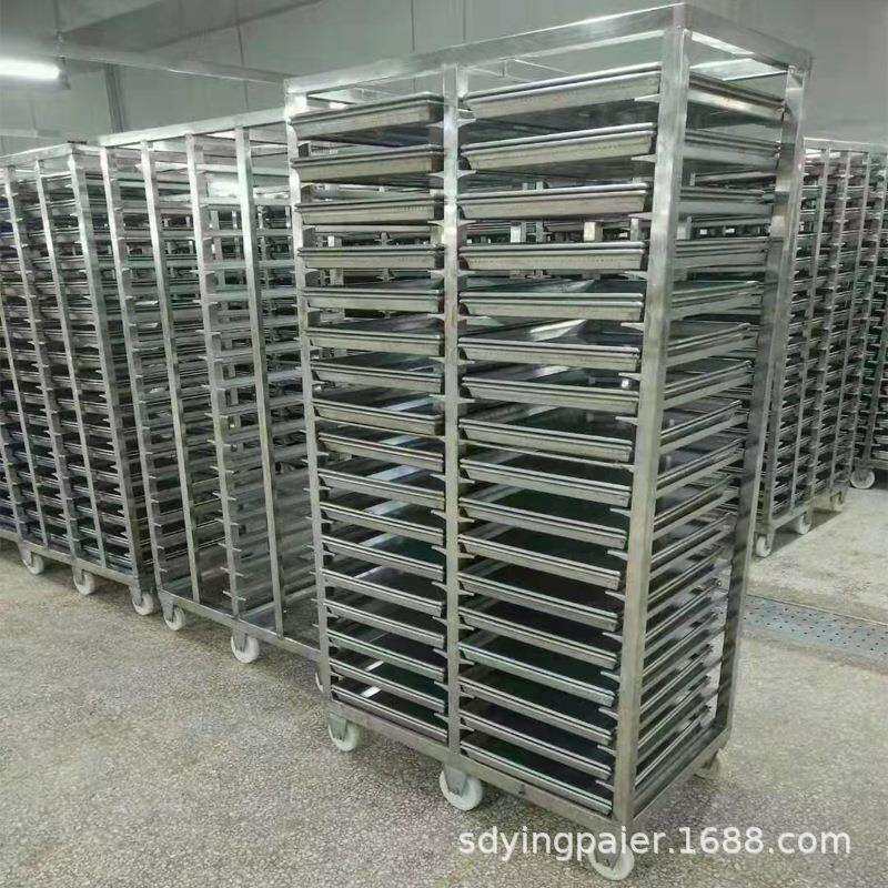 不锈钢烘干架子车手推中转车车间千层架子车干燥晾晒架烘箱手推车