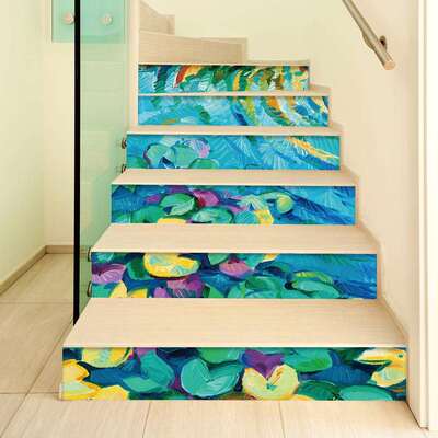 FOY油画大片树叶创意家居楼梯贴DLT001自粘装饰翻新防污墙贴6片装