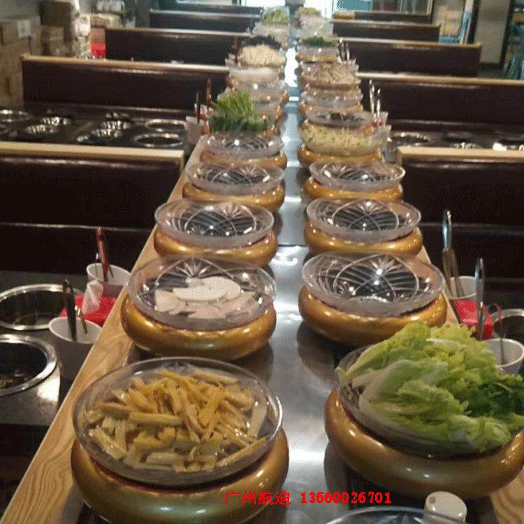 厂家供应定做旋转火锅设备传送带链条回旋输送餐台定制高效