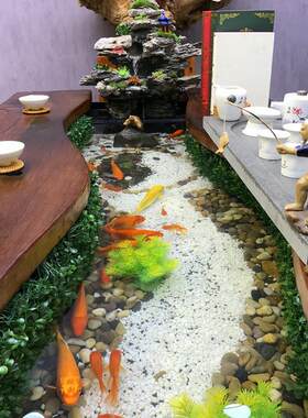 老船木流水茶桌椅组合实木功夫茶几养鱼缸茶台新中式茶具套装一体