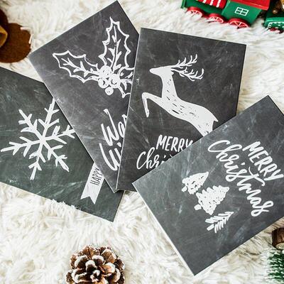 Black Christmas Tree Greeting Card Vintage Style Envelope