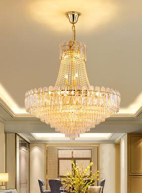 后现代轻奢金色水晶长吊灯客厅灯奢华大气港式复式楼酒店大堂灯具