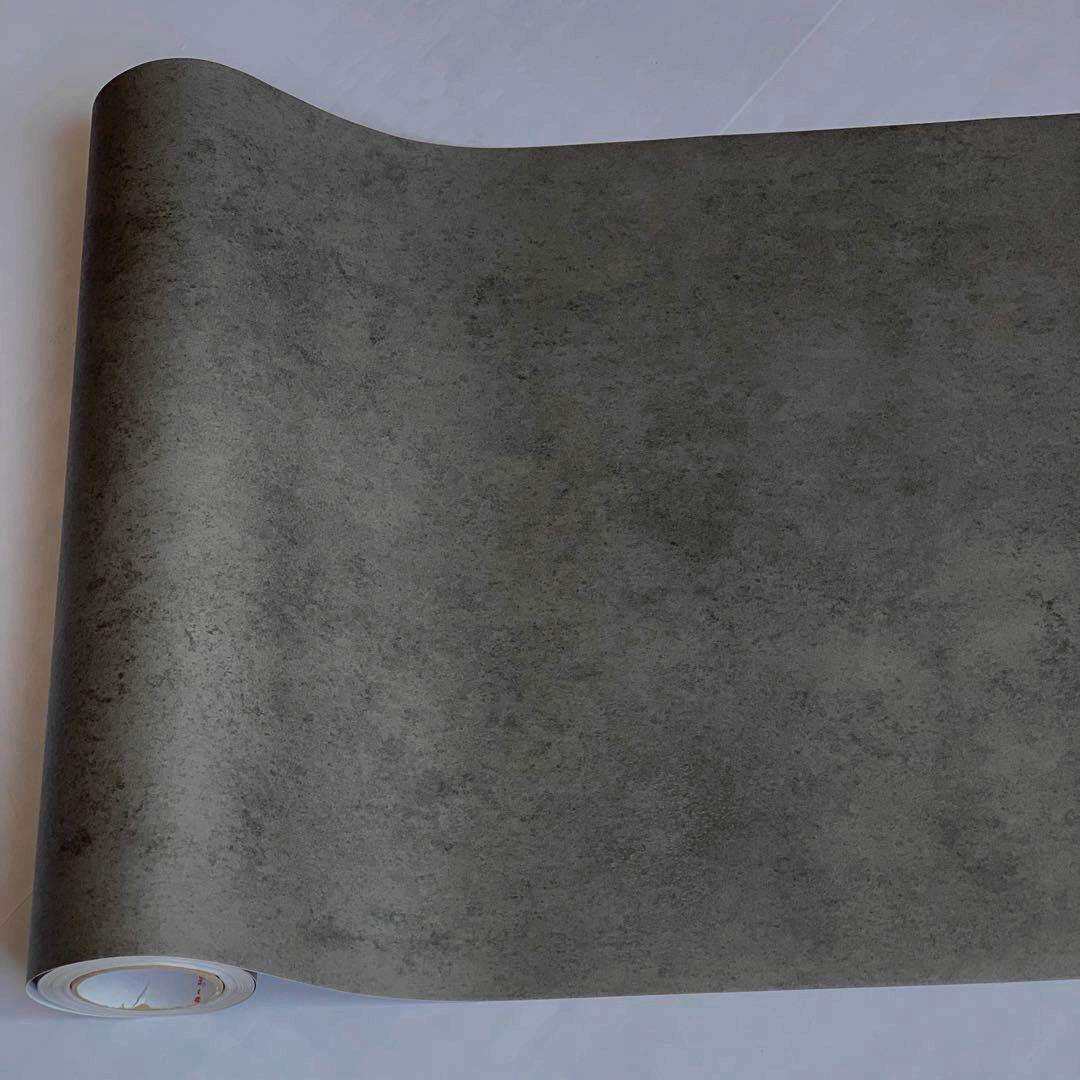 展柜贴膜贴纸 pvc自粘墙纸壁纸 深灰色水泥斑驳效果装饰波音软片