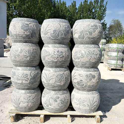 厂家直销青石门墩 青石刻画柱础石 柱基石古建仿古圆雕柱墩石