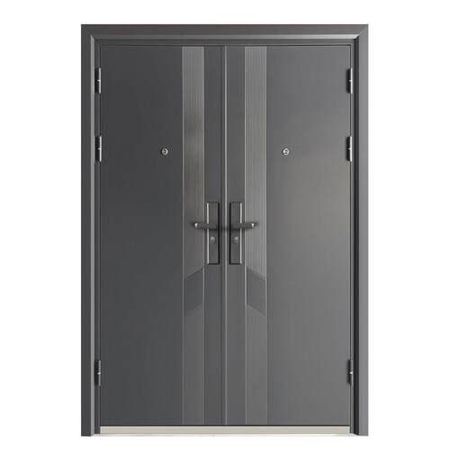 农村自建房大门入户门子母门大门进户门对开门家用钢制防盗门工程