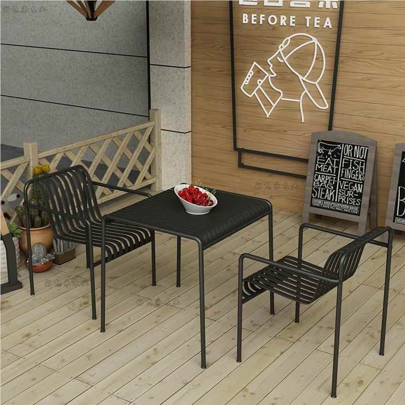现代简约户外030201铁艺室桌椅组合外院庭阳台休茶几长椅靠背套件