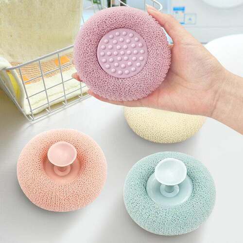 New 2-in-1 Exfoliating and Massaging Bath Sponge with Suctio