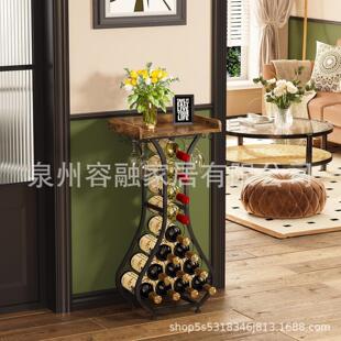 跨境红酒架餐厅落地酒柜现代简约客厅葡萄酒展示架置物花瓶酒架倒
