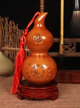 桃木葫芦摆件 镇辟宅安福闭口实心葫芦摆件桃木饰品 葫芦客厅摆件