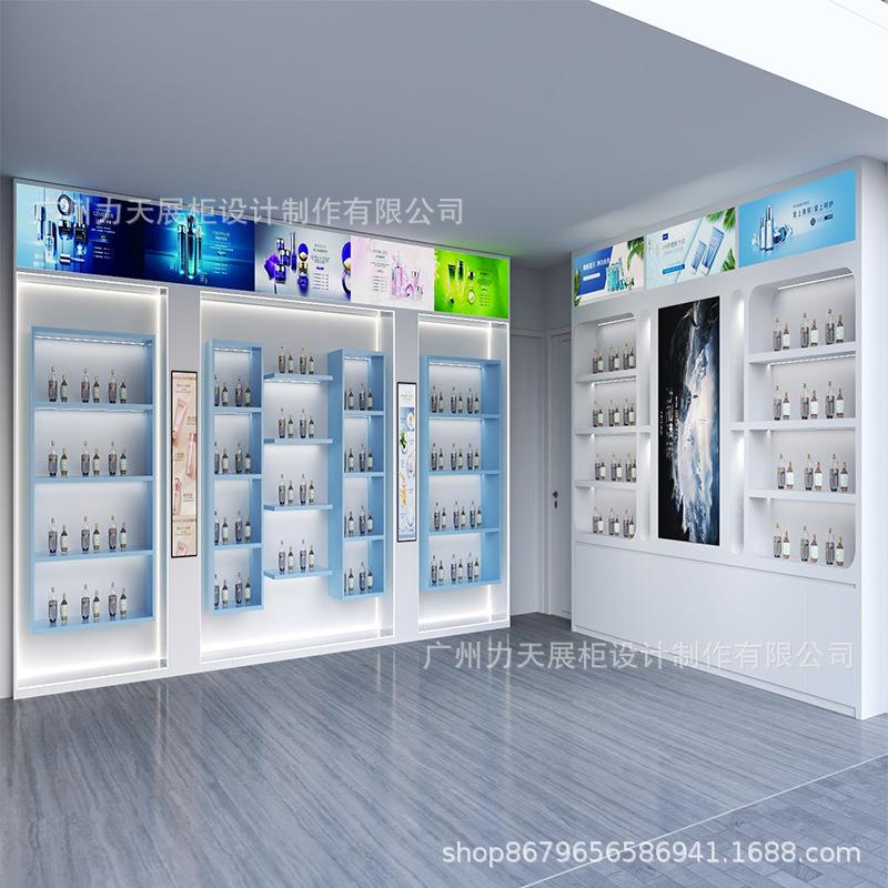 展化妆品产公司展示柜木制烤漆展示/柜直播间展示架设计品厅展示
