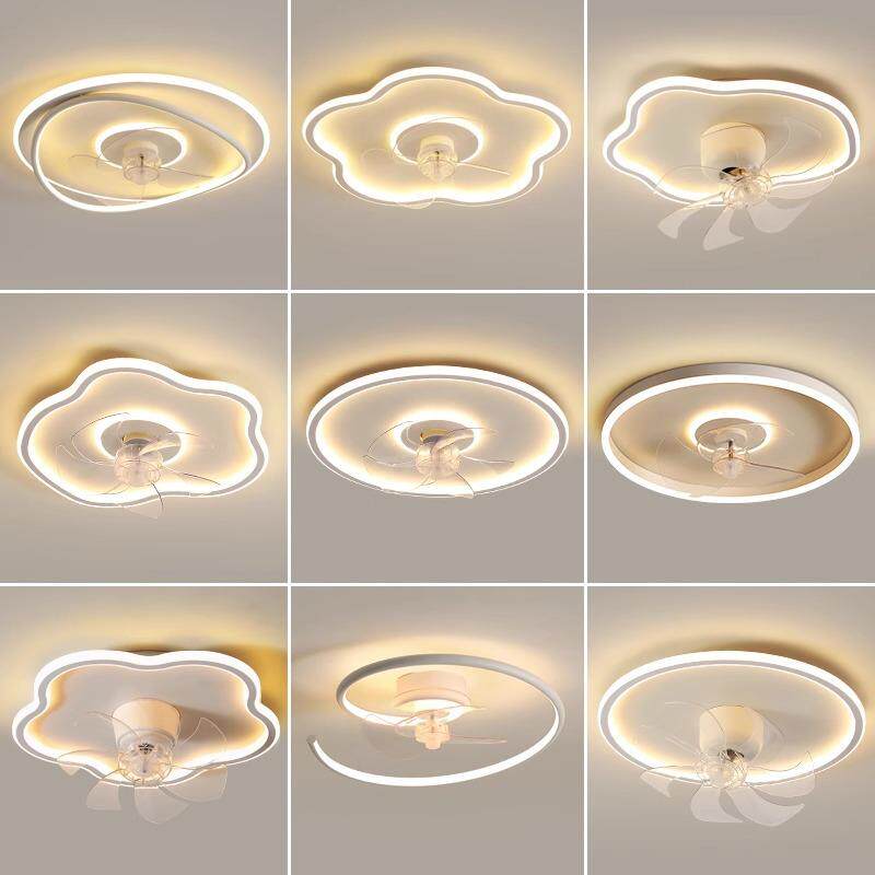 超薄卧室风扇灯一体高级感奶油风儿童房餐厅书房吸顶电扇吊扇灯