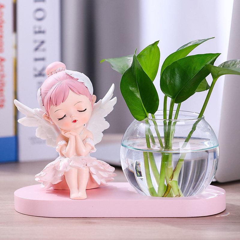 创意花瓶客厅插花小摆件水培植物器皿玻璃水培花器办公桌面装饰品