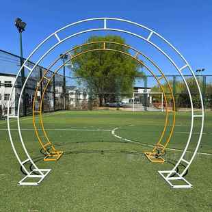 新款婚庆道具圆形双杆花门彷真花户外铁艺背景装饰圆弧形拱门架子