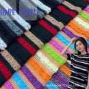 多巴胺腈纶布料 箱包时装 厂家货源欧美 镂空花边彩条纹面料 外贸