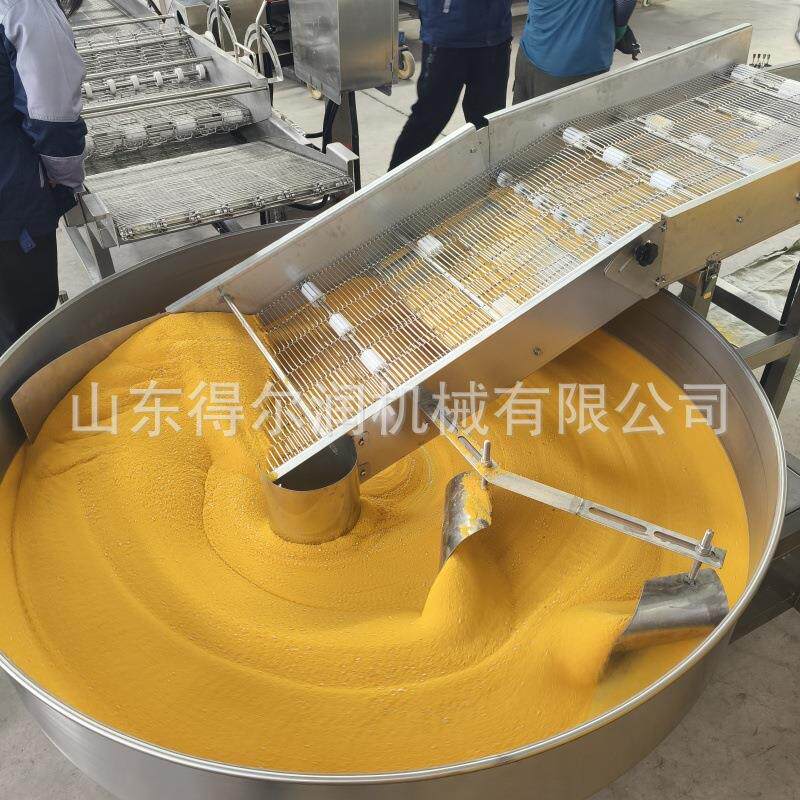 软糖圆盘裹粉机 裹糯米粉芝麻面包糠通用 上浆上粉生产线 投资小