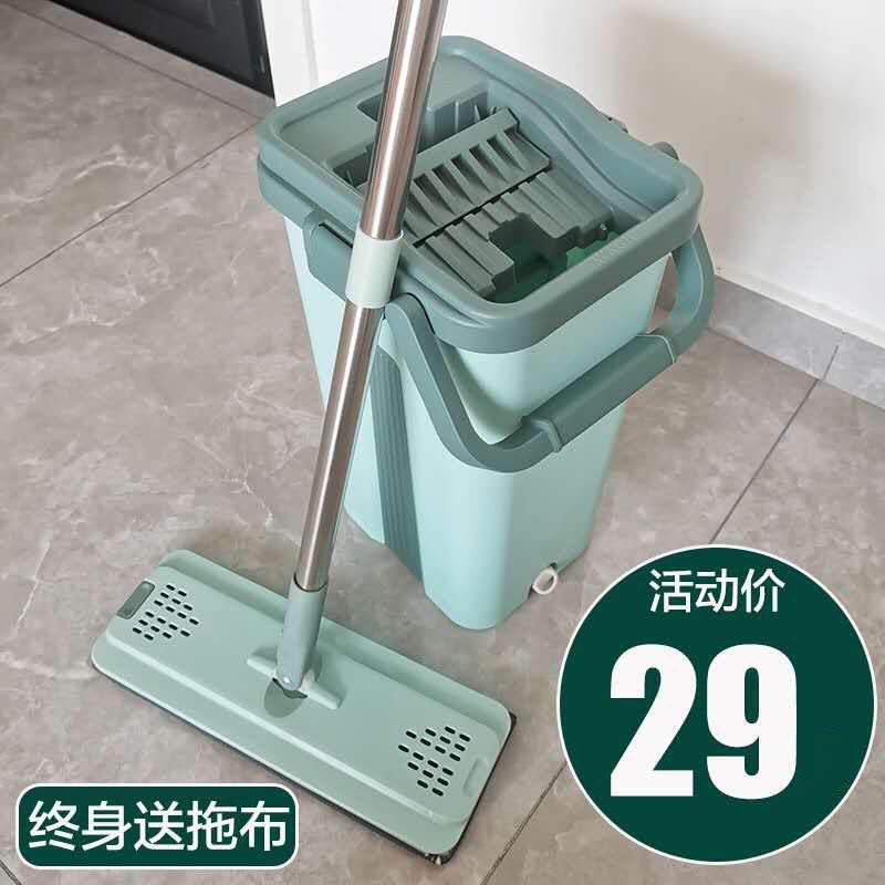 免手洗懒人拖把家用一拖净新款刮刮乐平板地拖拖布桶墩布拖地神器