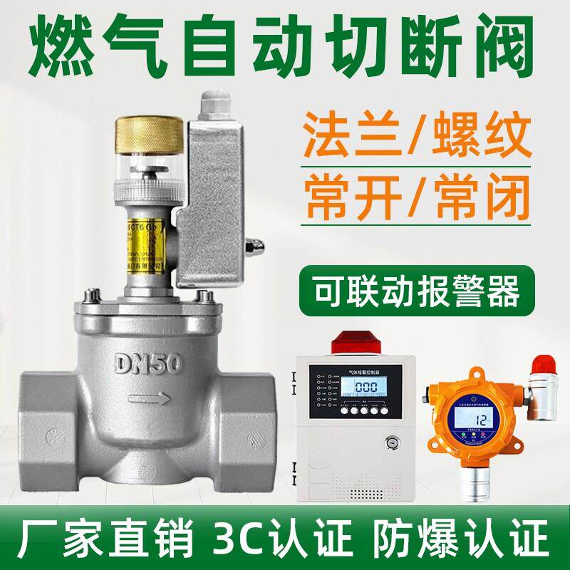 燃气自动切断阀工业商用电磁阀紧急天然气螺纹法兰可燃气体报警器