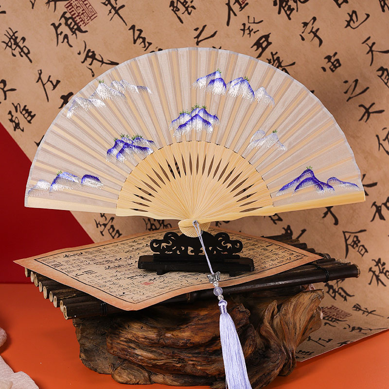 苏州刺绣扇子折扇汉服扇子古风旗袍扇子新中式扇子旗袍扇子中国风