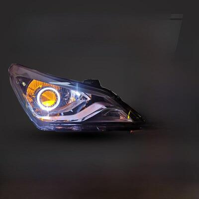 适用于现代瑞纳朗东粤东大灯总成改装Led双焦点前大灯半总成