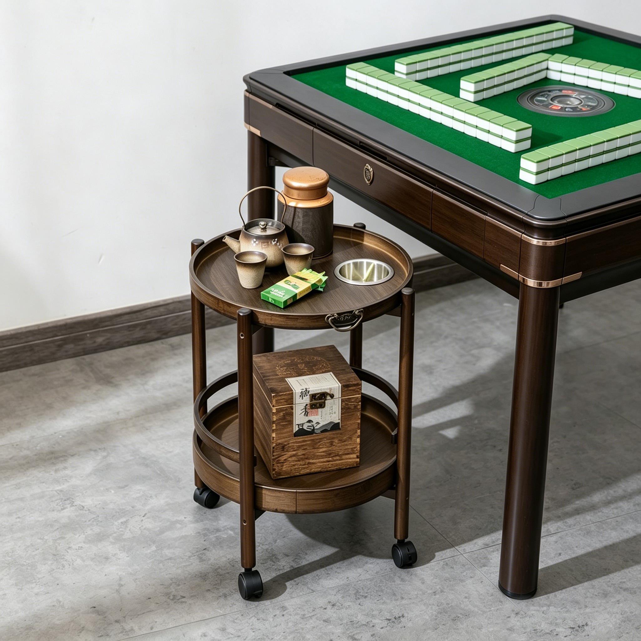 麻将茶几麻将桌茶水架掼蛋角几置物架棋牌室打牌专用可移动小边几