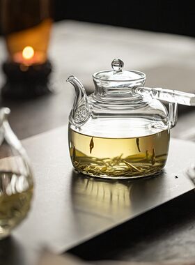 观岚耐高温玻璃煮茶壶酒精灯温茶壶电陶炉烧水壶花茶煮茶器侧把壶
