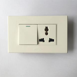 菲尔泰118型75系列两位一开一插单双控墙壁开关插座面板10A250V