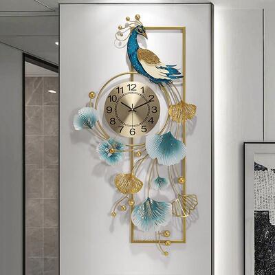 EAO4新中式客厅家用时尚钟表简约现代风铁艺挂钟餐厅轻奢大气挂钟