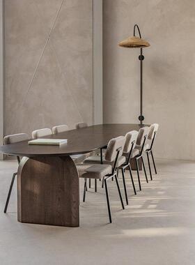 北欧个性造型实木桌一椭套加厚白蜡木啡圆酒餐店咖厅4101加厚实木