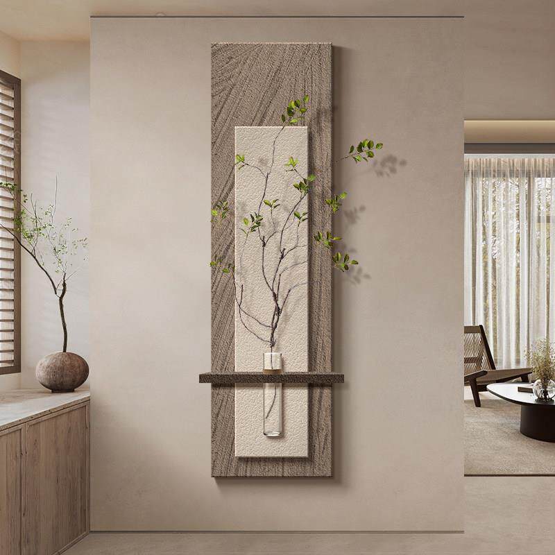 侘寂风水培绿植玄关装饰画2026新款入户门挂画级感极简立体壁灯