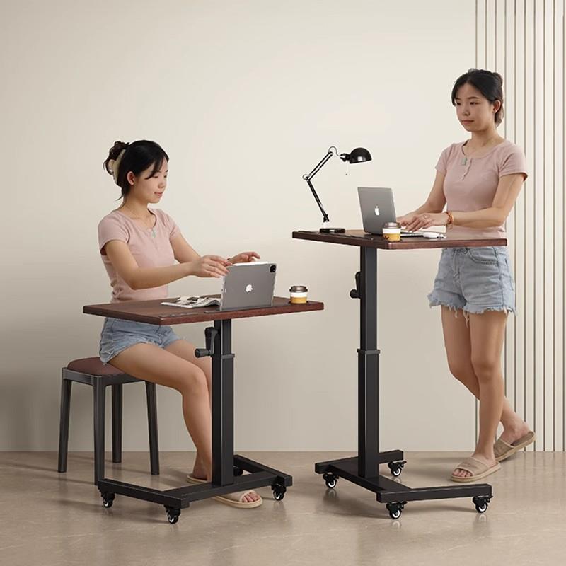 木升降电脑桌可移动床边桌子家用站立式工作台简易学习折叠书桌