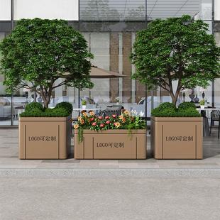 定制户外不锈钢花箱组合可移动花盆商业街花坛样品屋展示中心花槽