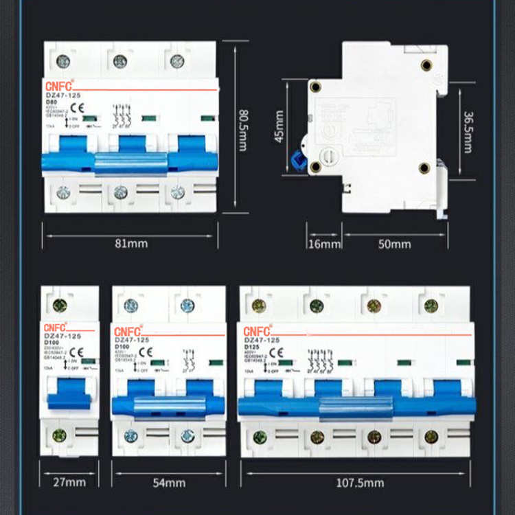 厂家直供380V总开关4P125A空气开关三相交流配电箱DZ47小型断路器
