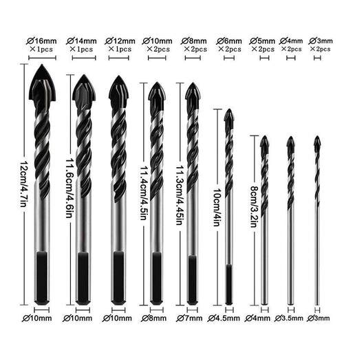 Hot 15Pcs Masonry Drill Bits Set 3-16mm for Glass Concrete