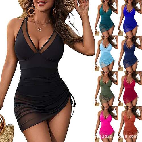 Womens One Swimsuit Tummy Control Bathing Suit V Neck