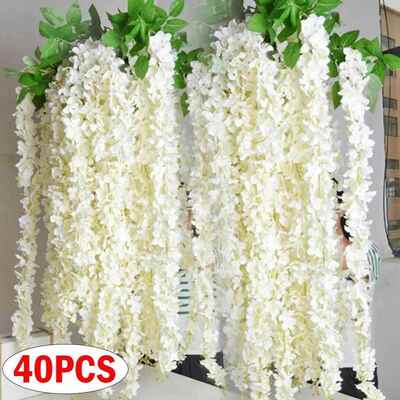 40/10pcs Artificial Flowers Wisteria Wedding Garland Wall Ha