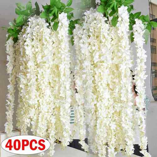 40/10pcs Artificial Flowers Wisteria Wedding Garland Wall Ha