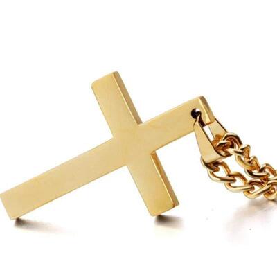 Stainless Steel Cross Necklace for Men Vintage Cross Pendant