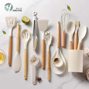 件套750g套装 勺 轻工具件套厨具烹饪14十四厨房硅胶套装 铲木柄版
