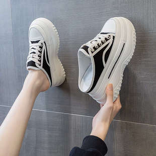 内增高跟包头半拖鞋女外穿2025春夏季新款百搭网红一脚蹬厚底凉拖