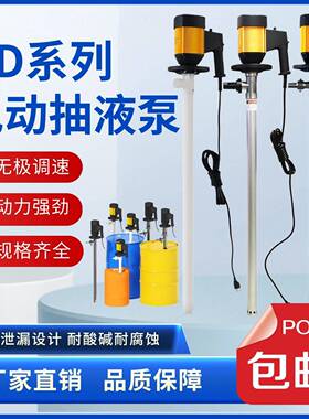 HD-E2-V+PVDF-700mm可调速油桶泵耐腐蚀耐酸碱抽油泵手持电动泵
