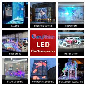 led晶膜屏珠宝店服装店橱窗会议展厅LED玻璃薄膜透明屏柔性贴屏
