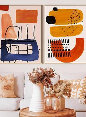 小众波普艺术装饰画抽象创意个性简约色块橙色蓝色酒店玄关墙壁画