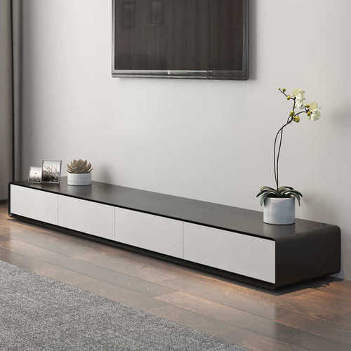 意式轻奢电视柜现代高级中古风电视柜极简北欧落地免安装电视柜